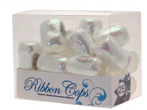 Iridescent White Ribbon Cops (x25)