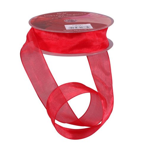 Red Woven Edge Organza 25mm Red Woven Edge Organza 25mm