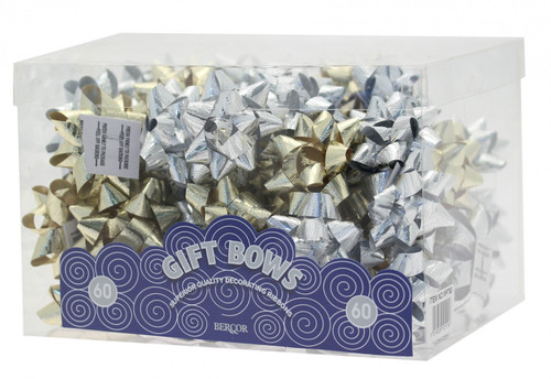 Metallic Silver & Gold Embossed Mini Star Bows (x60) Metallic Silver & Gold Embossed Mini Star Bows (x60)