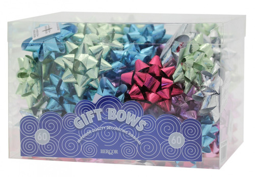 Metallic Assorted Embossed Mini Star Bows (x60) Metallic Assorted Embossed Mini Star Bows (x60)