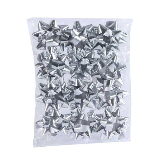 Metallic Silver Mini Bows x 12 Metallic Silver Mini Bows x 12