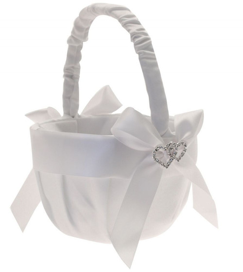 Diamante Heart Flower Basket 24cm