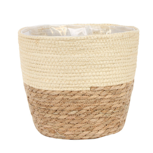 23cm Round Two Tone Seagrass and Cream Paper Basket 23cm Round Two Tone Seagrass and Cream Paper Basket