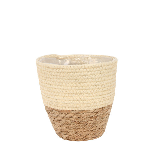 16cm Round Two Tone Seagrass and Cream Paper Basket