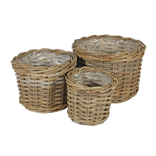Round Baskets with Liners (Set of 3)