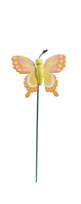 Butterfly on spring wooden pick Yellow 10pck Butterfly on spring wooden pick Yellow 10pck