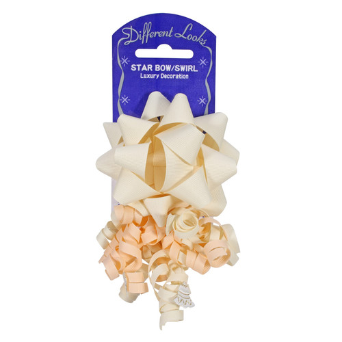 Ivory Grosgrain Star Swirl Bow (11cm) Ivory Grosgrain Star Swirl Bow (11cm)