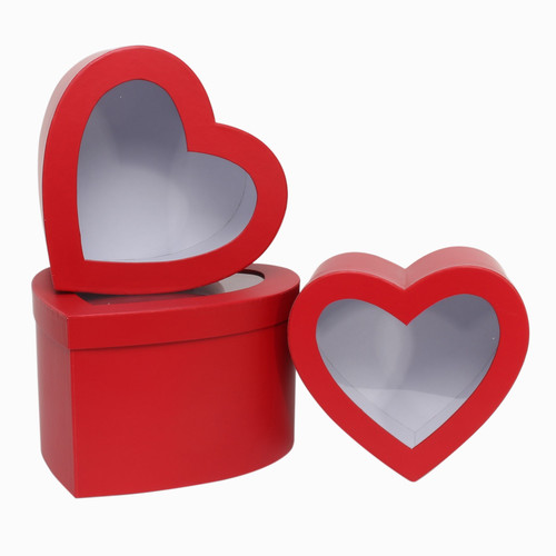 Red Heart Hat Box Set with Window Red Heart Hat Box Set with Window