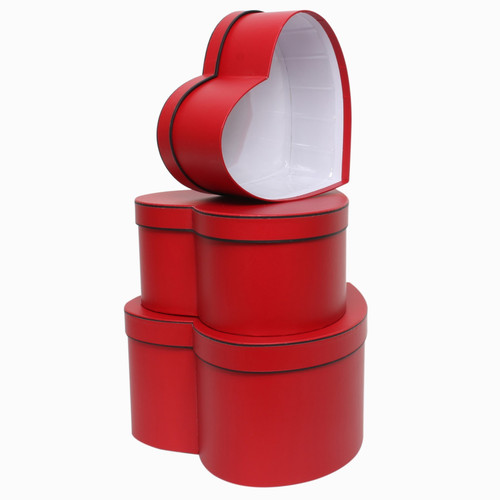 Red Heart with Black Trim Hat Box Set (x3) Red Heart with Black Trim Hat Box Set (x3)