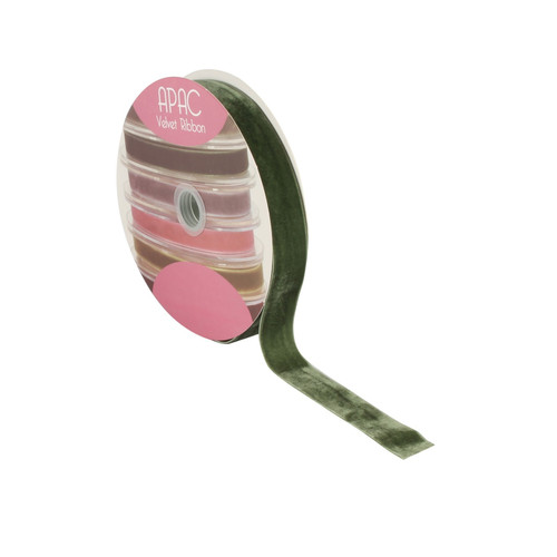 Dusky Green Velvet Ribbon (25mm x 20m) Dusky Green Velvet Ribbon (25mm x 20m)