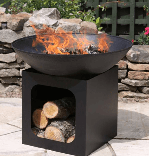 Isla Large Cast Iron Fire Bowl With Log Store Isla Large Cast Iron Fire Bowl With Log Store