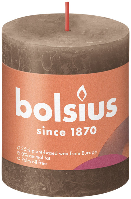 Suede Brown Bolsius Rustic Shine Pillar Candle (80 x 68mm)