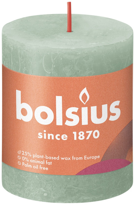 Sage Green Bolsius Rustic Shine Pillar Candle (80mm x 68 mm) Sage Green Bolsius Rustic Shine Pillar Candle (80mm x 68 mm)