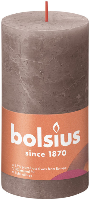 Bolsius Rustic Taupe Shine Pillar Candle (130mm x 68mm) Bolsius Rustic Taupe Shine Pillar Candle (130mm x 68mm)