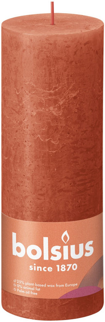 Earthy Orange Bolsius Rustic Shine Pillar Candle (190 x 68mm)
