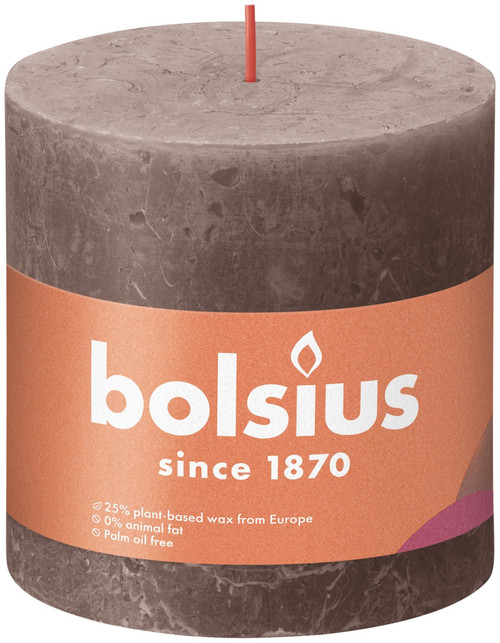 Bolsius Taupe Rustic Shine Pillar Candle (100 x 100mm) Bolsius Taupe Rustic Shine Pillar Candle (100 x 100mm)