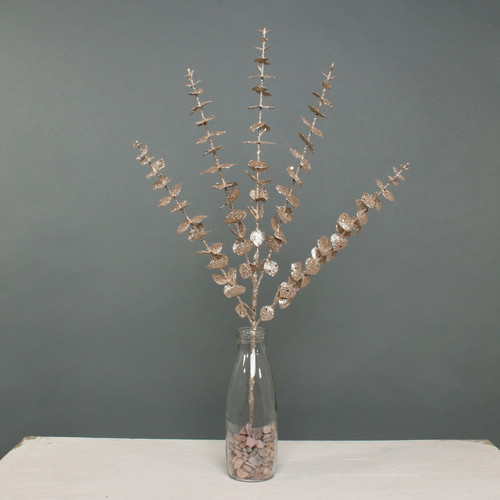 Champagne Glitter Eucalyptus Stem (x5 Leaves) Champagne Glitter Eucalyptus Stem (x5 Leaves)