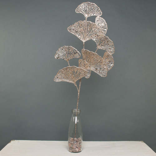 Glitter Ginkgo leaf Stem Champagne Glitter Ginkgo leaf Stem Champagne