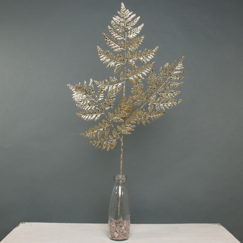 Gold Glitter Fern Leaf Stem Gold Glitter Fern Leaf Stem