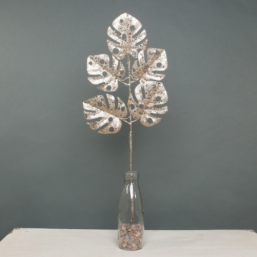 Champagne Glitter Monstera Leaf Spray Champagne Glitter Monstera Leaf Spray
