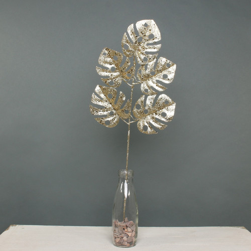 Gold Glitter Monstera Leaf Spray Gold Glitter Monstera Leaf Spray