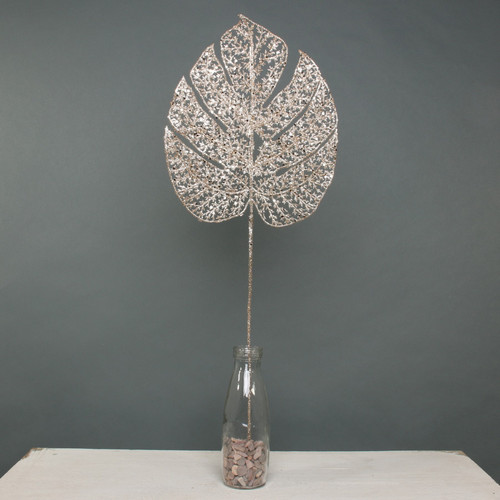 Champagne Glitter Filigree Monstera Leaf Champagne Glitter Filigree Monstera Leaf