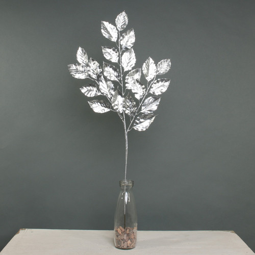 Silver Metallic Birch Leaf Spray Silver Metallic Birch Leaf Spray