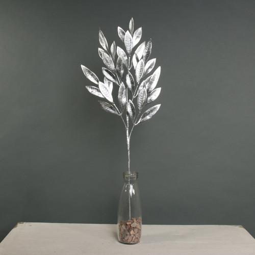 Silver Metallic Laurel Leaf Spray Silver Metallic Laurel Leaf Spray