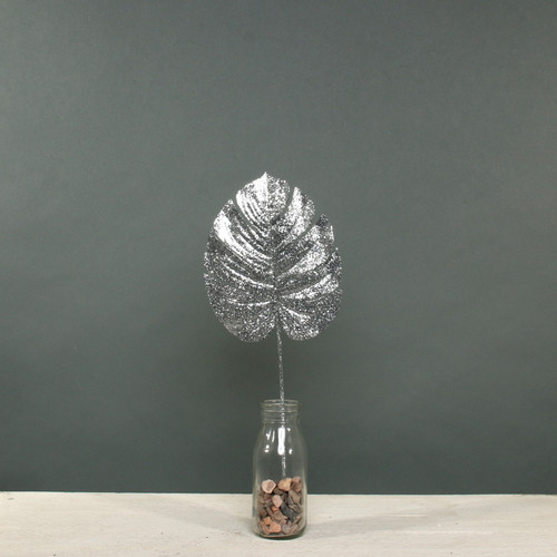 Silver Glitter Monstera Leaf (Small) Silver Glitter Monstera Leaf (Small)
