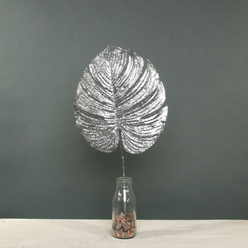 Silver Glitter Monstera Leaf (Medium) Silver Glitter Monstera Leaf (Medium)