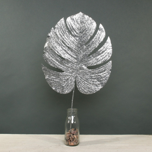 Silver Glitter Monstera Leaf (Large) Silver Glitter Monstera Leaf (Large)