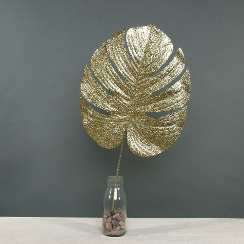 Gold Glitter Monstera Leaf (Large) Gold Glitter Monstera Leaf (Large)