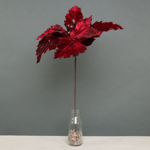 Large Velvet Burgundy Poinsettia Pick Large Velvet Burgundy Poinsettia Pick