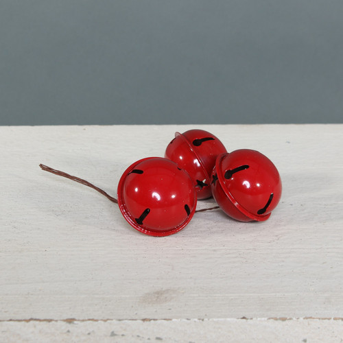 Red Bells on wire x3 (5cm)