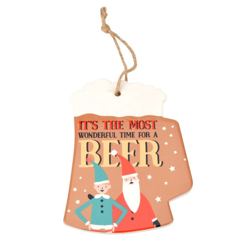 Most Wonderful Time for a Beer Christmas Hanging Plaque Most Wonderful Time for a Beer Christmas Hanging Plaque