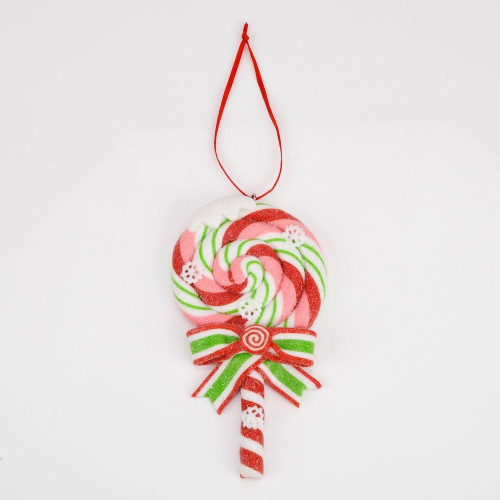 Red, Green & White Spiral Lollipop Decoration 