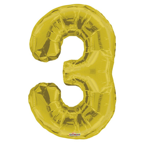 Gold Big Number 3 Balloon 34inch