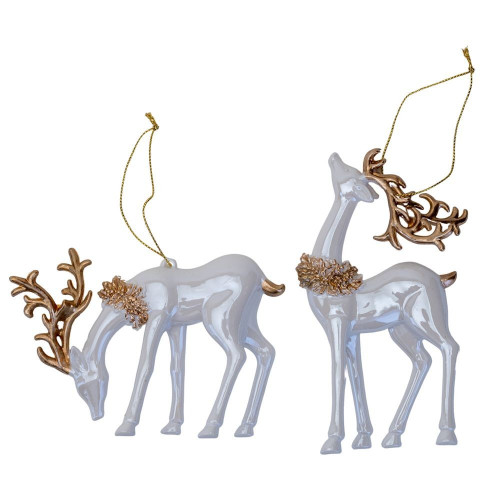 White Glitter Deer Decoration (Assorted Product) White Glitter Deer Decoration (Assorted Product)