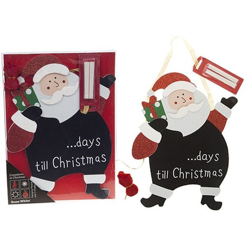 Countdown To Christmas Hanging Plaque W/2 Chalk Santa Design Countdown To Christmas Hanging Plaque W/2 Chalk Santa Design