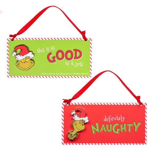 Grinch Naughty & Good Double Sided Hanging Plaque Grinch Naughty & Good Double Sided Hanging Plaque