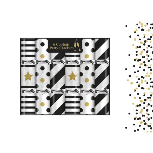 6 Monochrome Confetti Crackers 6 Monochrome Confetti Crackers