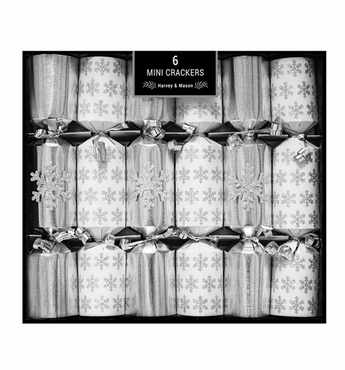 6 Mini Silver Snowflake Crackers 8.5 Inch 6 Mini Silver Snowflake Crackers 8.5 Inch