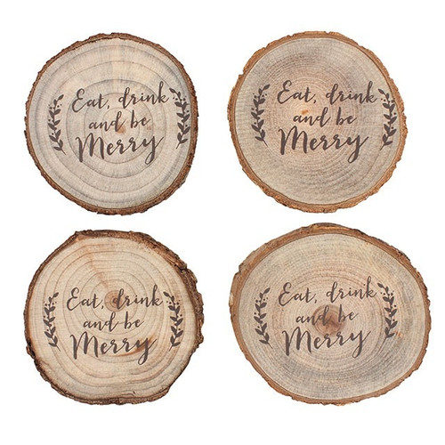 Set Of 4 Printed Log Coasters Set Of 4 Printed Log Coasters