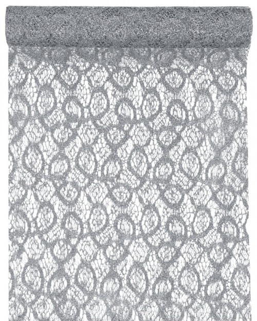 Silver Metallic Lace Table Runner Silver Metallic Lace Table Runner
