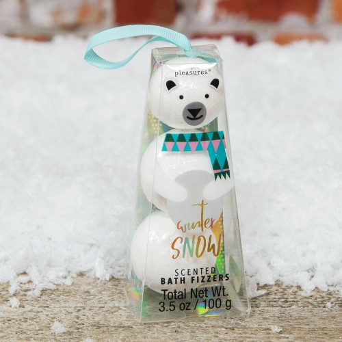 Set of 3 Stacked Polar Bear Bath Fizzers - Winter Snow Set of 3 Stacked Polar Bear Bath Fizzers - Winter Snow