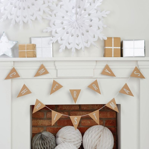 Kraft and Silver Foil Merry Christmas Garland Kraft and Silver Foil Merry Christmas Garland