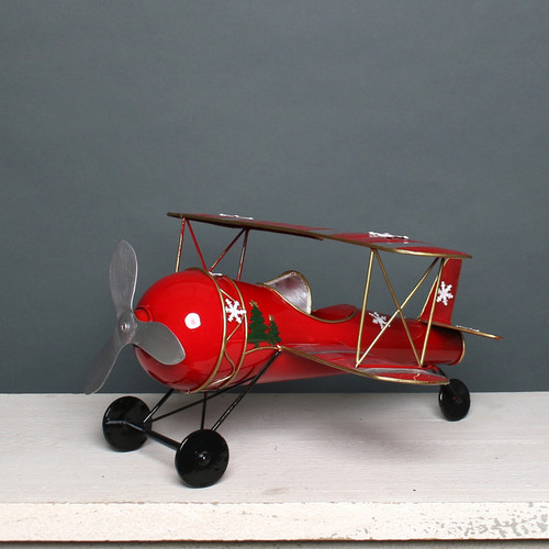 Red & Silver Christmas Biplane Red & Silver Christmas Biplane
