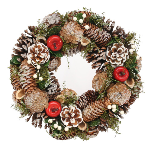 Snowy Cone & Red Apples Wreath (30cm) 