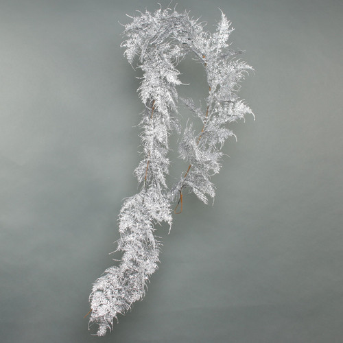 Glitter Asparagus Fern Leaf Garland Silver 180cm Glitter Asparagus Fern Leaf Garland Silver 180cm