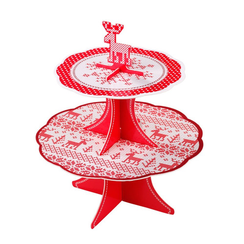 Cross Stitch Christmas Party Cake Stand Cross Stitch Christmas Party Cake Stand